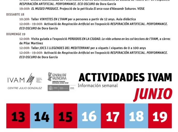 PROGRAMACIÓN DEL IVAM (SEMANA DEL 13 AL 19 DE JUNIO)