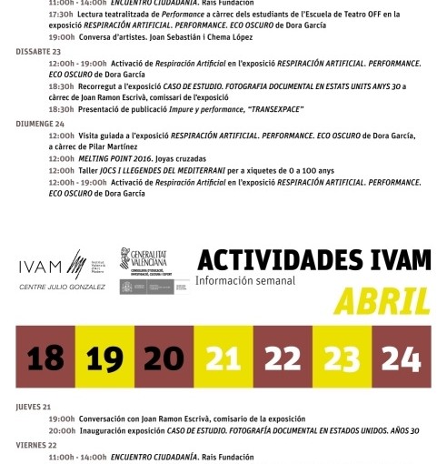 PROGRAMACIÓN DEL IVAM (SEMANA DEL 18 AL 24 DE ABRIL)