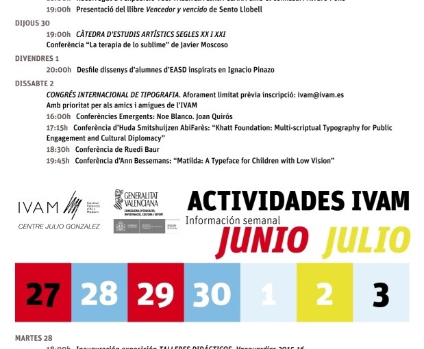 PROGRAMACIÓN DEL IVAM (SEMANA DEL 27 DE JUNIO AL 3 DE JULIO)