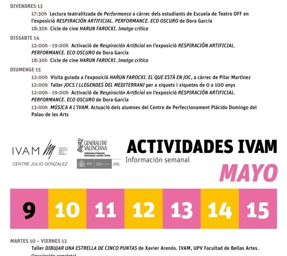 PROGRAMACIÓN DEL IVAM (SEMANA DEL 9 AL 15 DE MAYO)