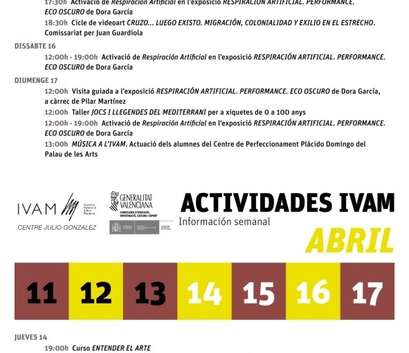 PROGRAMACIÓN DEL IVAM (SEMANA DEL 11 AL 17 DE ABRIL)