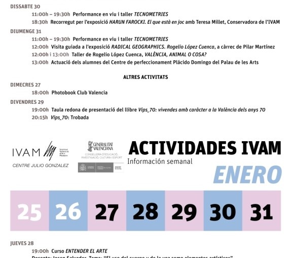 PROGRAMACIÓN DEL IVAM (SEMANA DEL 25 AL 31 DE ENERO)